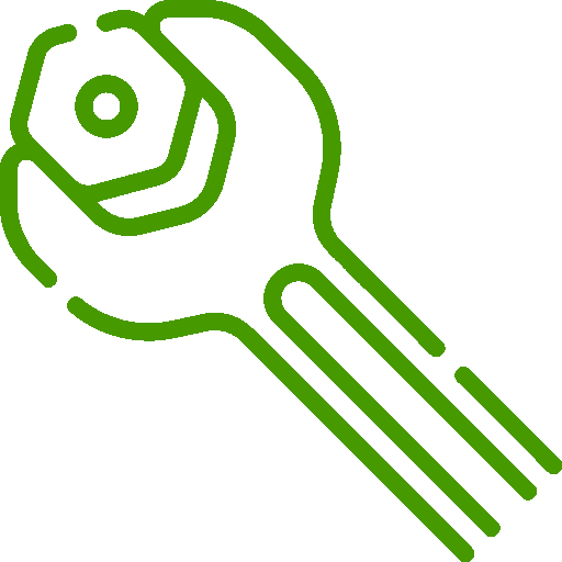 Icono llave fija apretando un tornillo de color verde